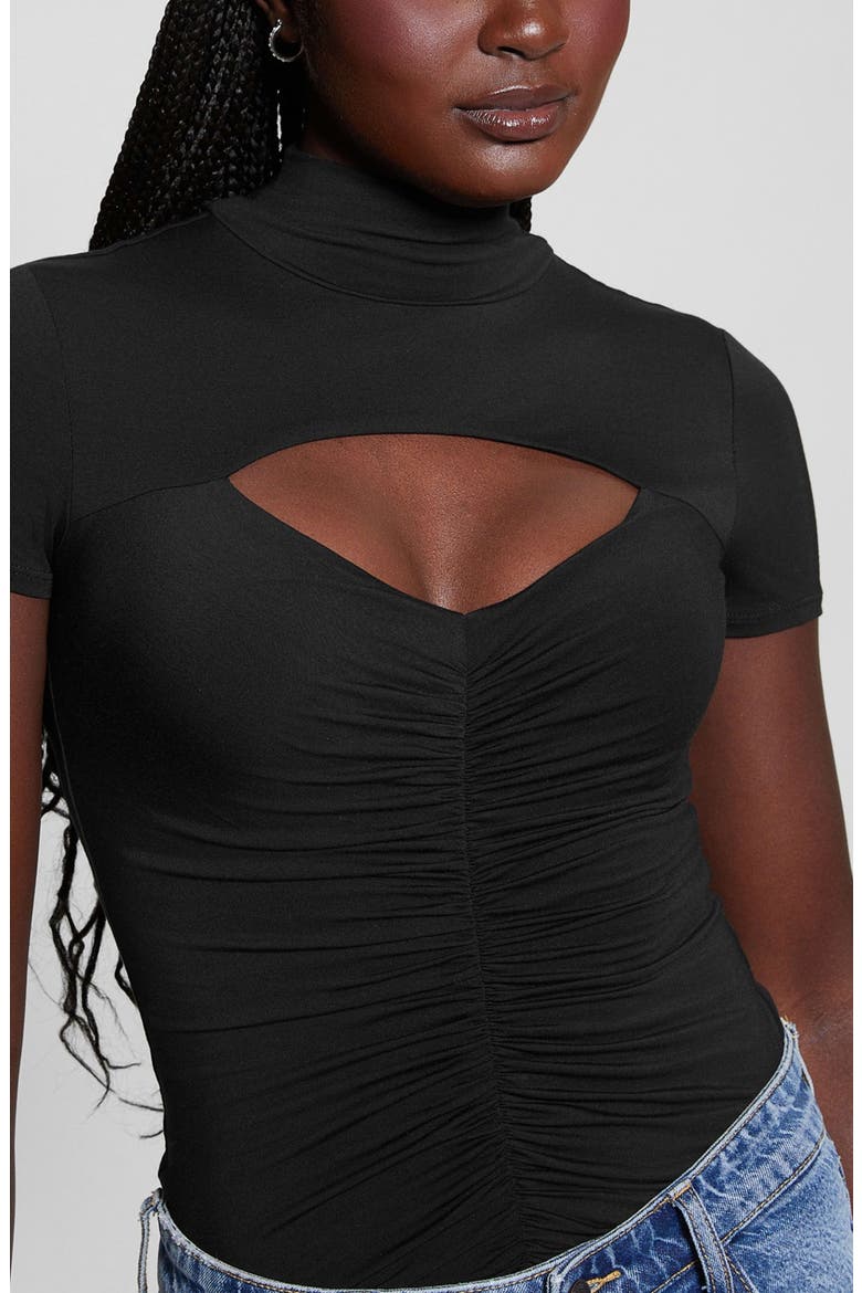 Brienna Cutout Jersey Top, Alternate, color, JET BLACK
