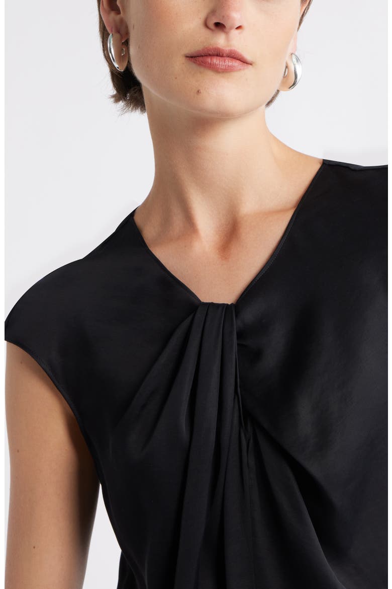 Twist Front Satin Top, Alternate, color, BLACK