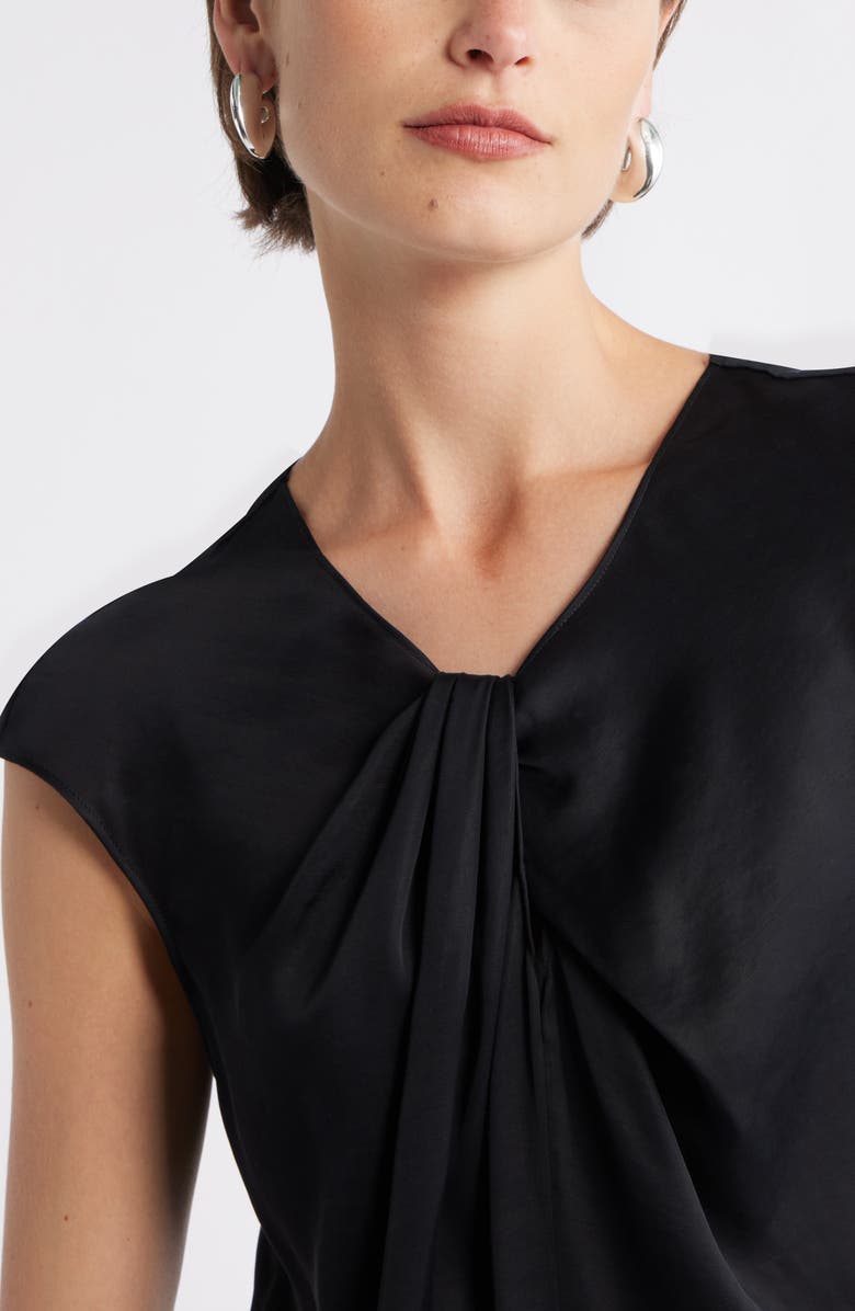 Nordstrom Twist Front Satin Top, Alternate, color, Black