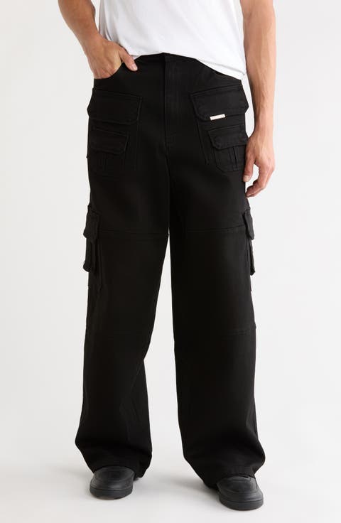 Roman Wide Leg Cargo Jeans (Black)