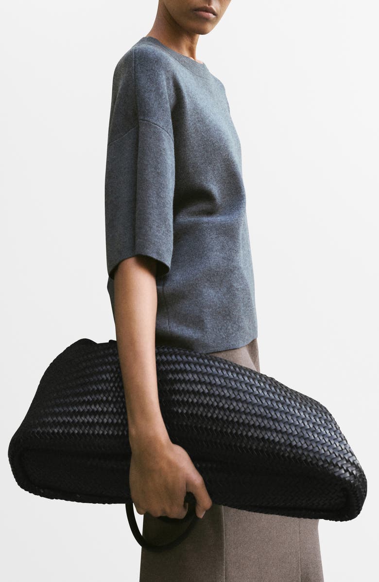 MANGO Oversize Short Sleeve Sweater, Main, color, Charcoal