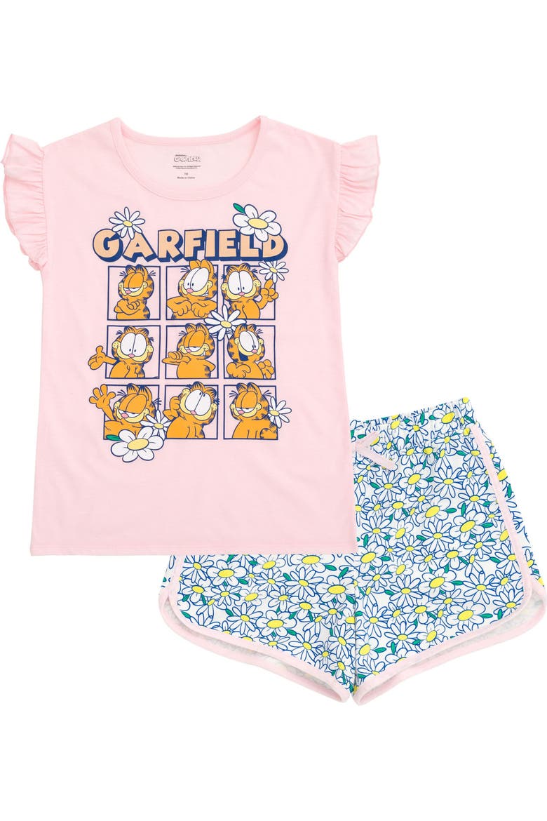 2-Piece Tee and Shorts Set, Main, color, Light Pink Garfield