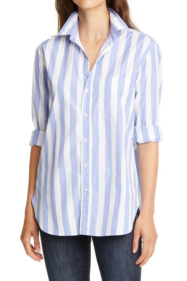 Joedy Stripe Shirt, Main, color, WIDE BLUE STRIPE SUPERFINE