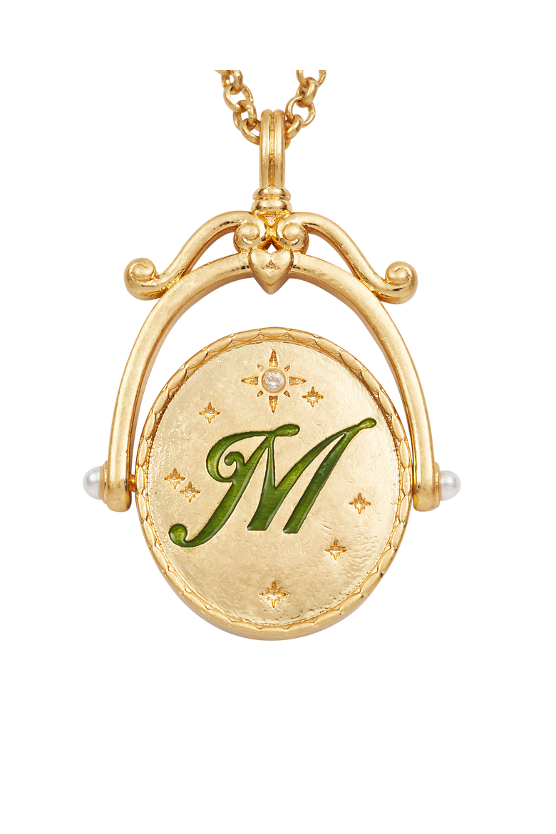 M Initial Magnolia Gold Spinner Chain Necklace, Alternate, color, Gold