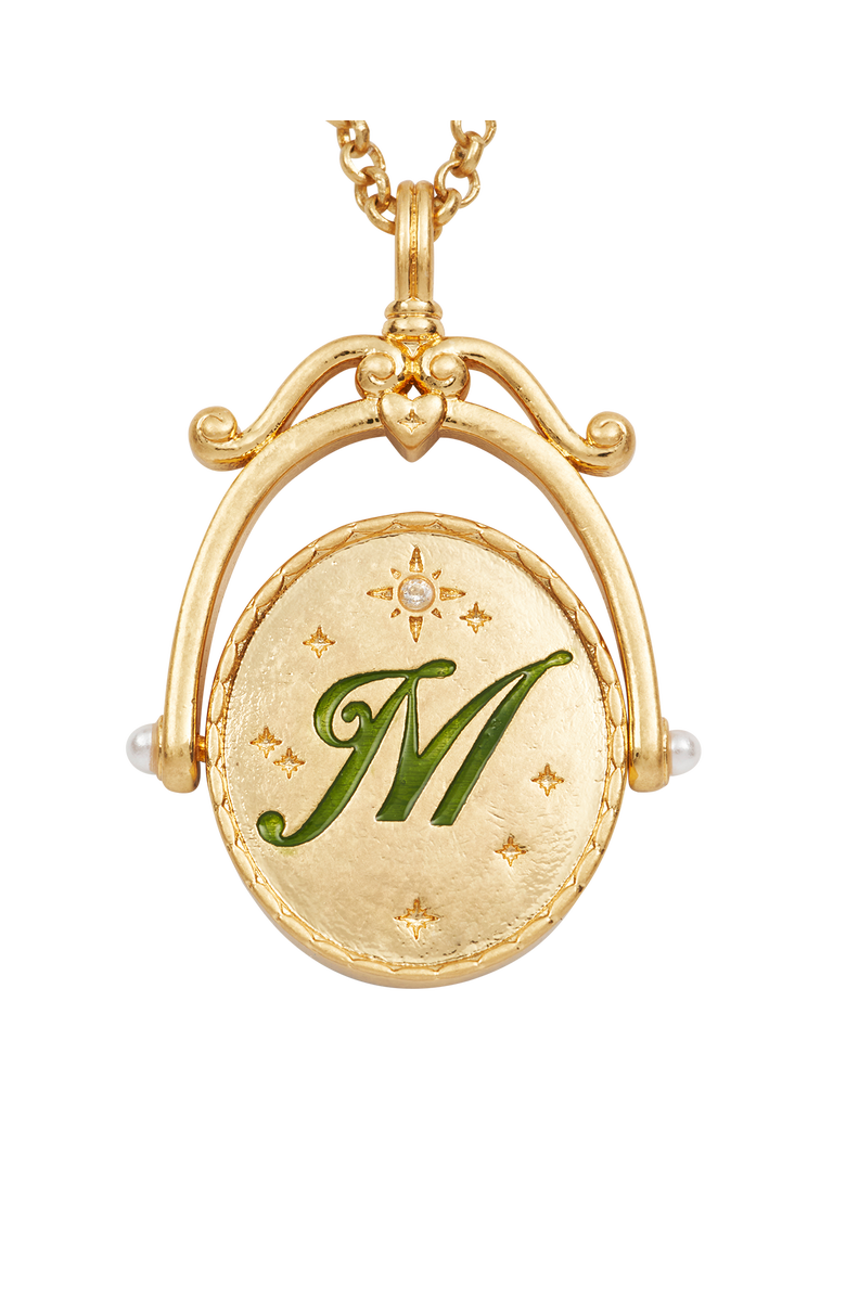 Fable England M Initial Magnolia Gold Spinner Chain Necklace, Alternate, color, Gold