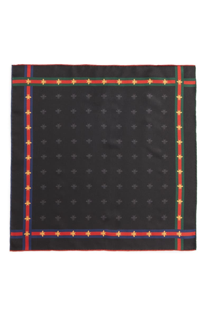 Gucci Runebis Silk Twill Pocket Square, Alternate, color, 