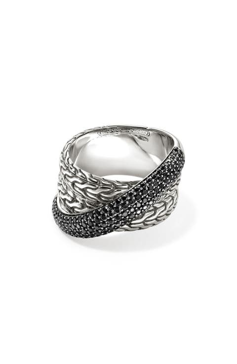 JH Essential Pavé Crossover Ring, Sterling Silver, Gemstones