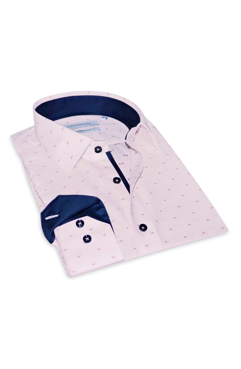 LEVINAS Contemporary Fit Stitch Dot Cotton Dress Shirt, Alternate, color, 