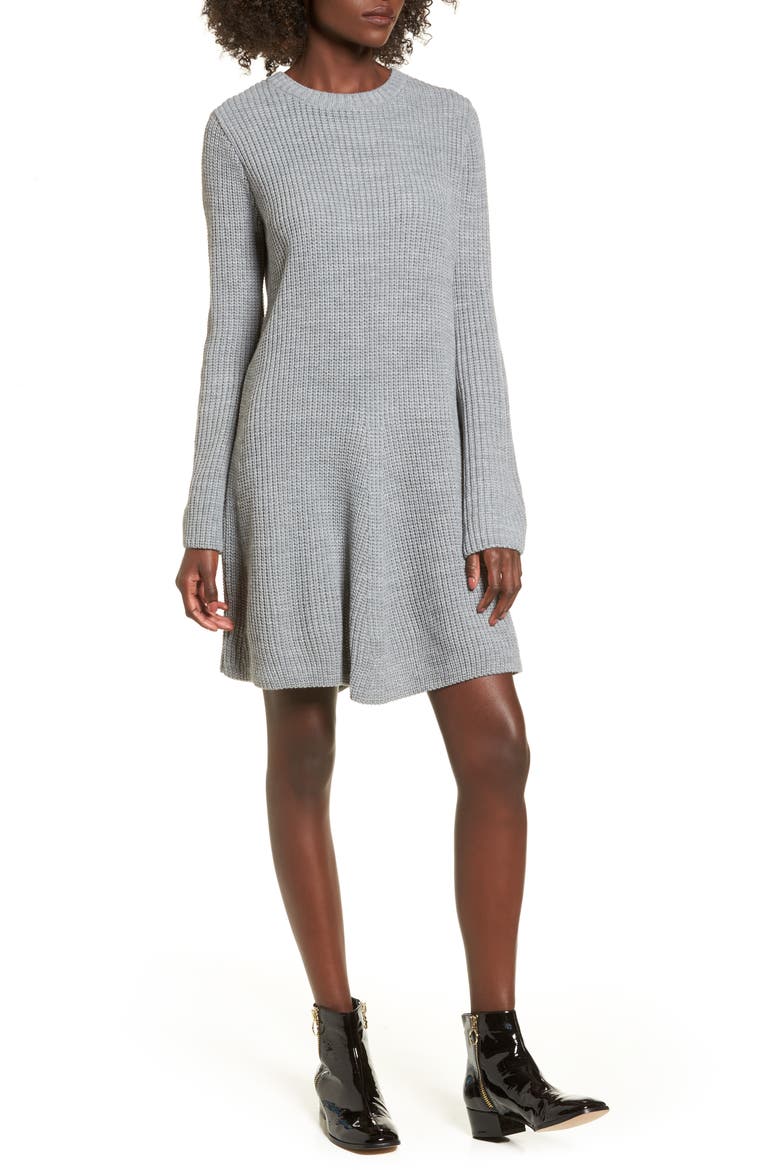 Flared Sleeve Sweater Dress, Main, color, GREY