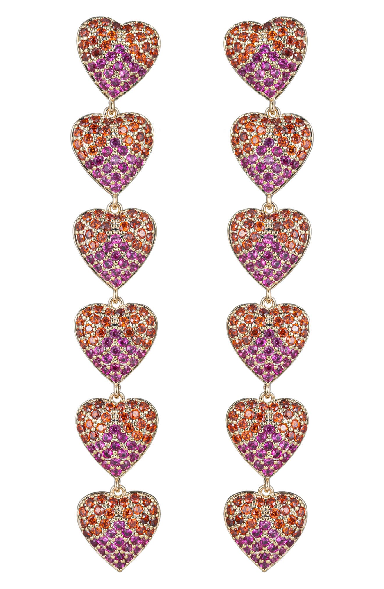 EYE CANDY LOS ANGELES Alice CZ Heart Linear Drop Earrings