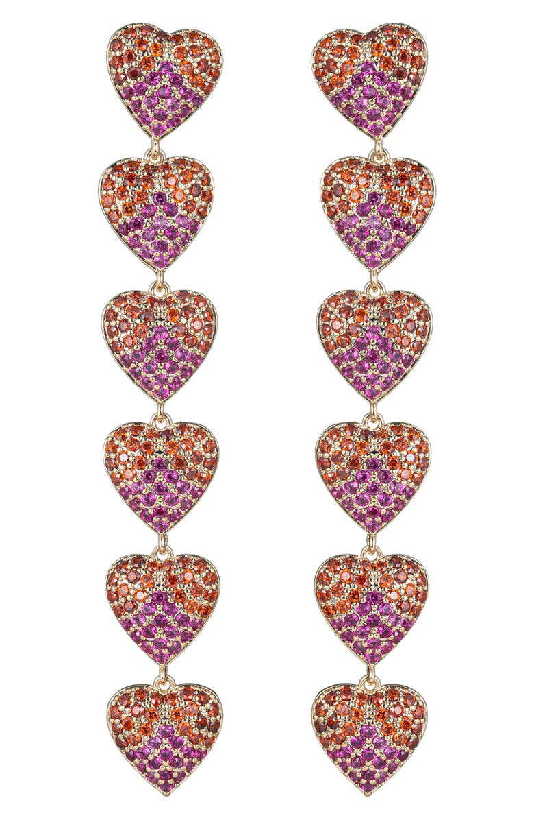 EYE CANDY LOS ANGELES Alice CZ Heart Linear Drop Earrings, Main, color, Red