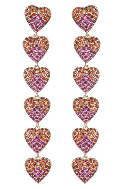 Alice CZ Heart Linear Drop Earrings