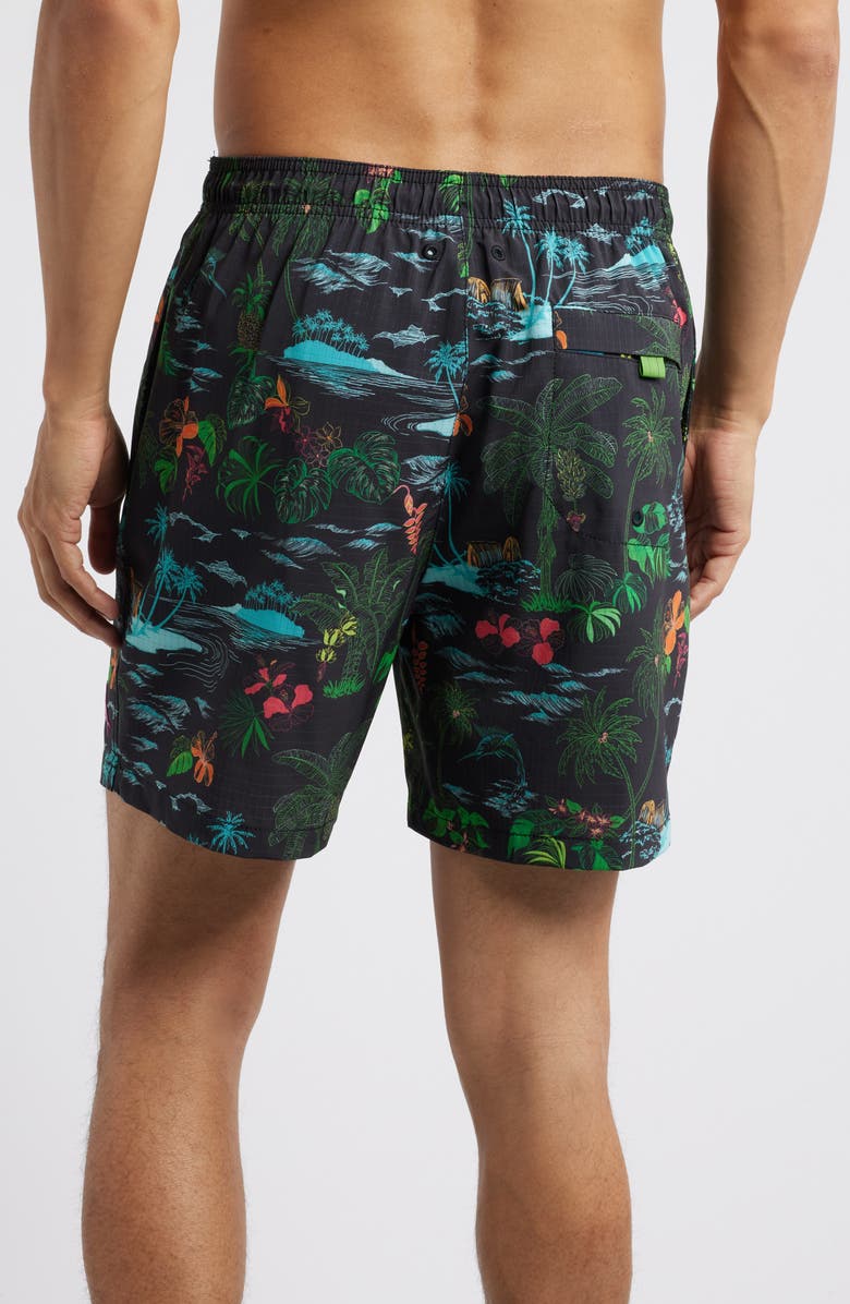 Tommy Bahama Naples Neon Shores Swim Trunks, Alternate, color, Black