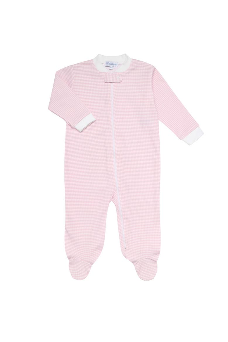 Pink Gingham Zipper Footie - Baby, Alternate, color, Pink