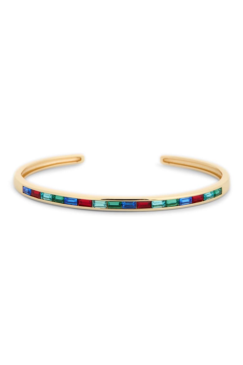 Baguette Crystal Cuff Bracelet, Main, color, POLISHED GOLD MULTI