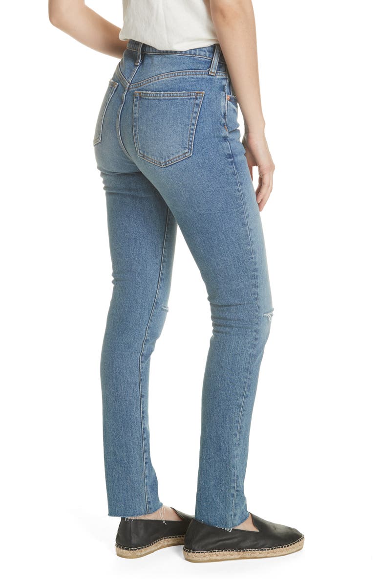 Free People Stella High Waist Raw Hem Skinny Jeans, Alternate, color, 
