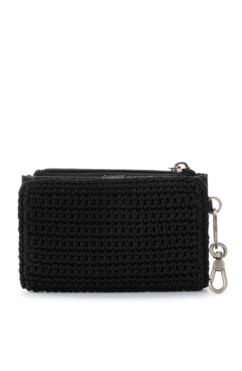 The Sak Encino Crochet Card Wallet, Alternate, color, Black