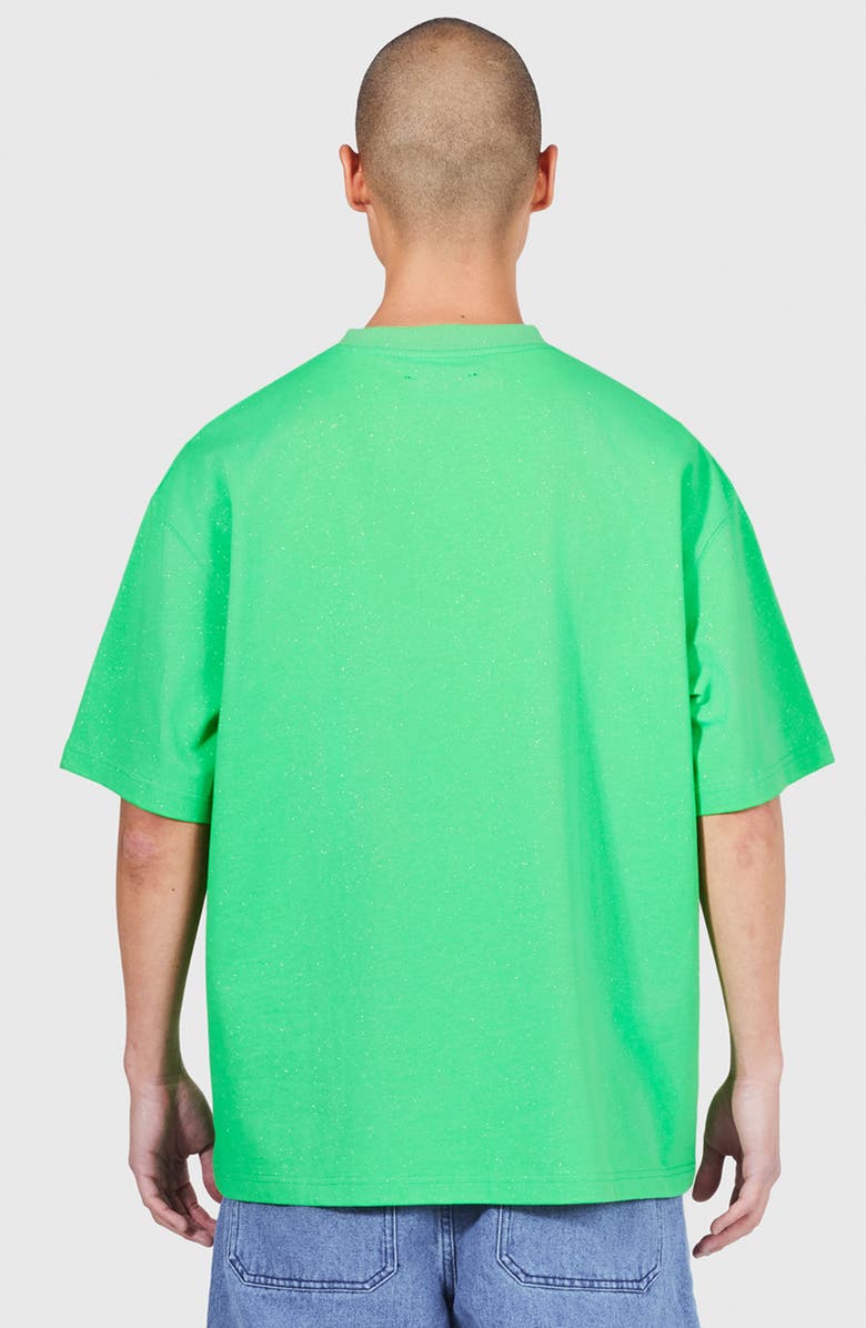 PLEASURES Onyx Glitter Oversize Logo Graphic T-Shirt, Alternate, color, Green