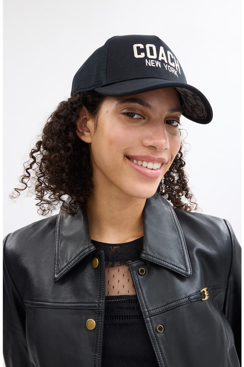 Logo Cotton Twill Trucker Hat, Alternate, color, BLACK