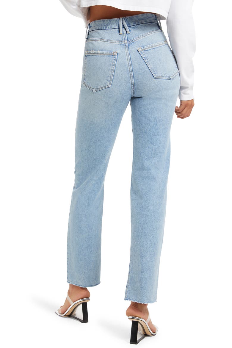 Good Boy High Waist Side Slit Raw Hem Jeans, Alternate, color, INDIGO118