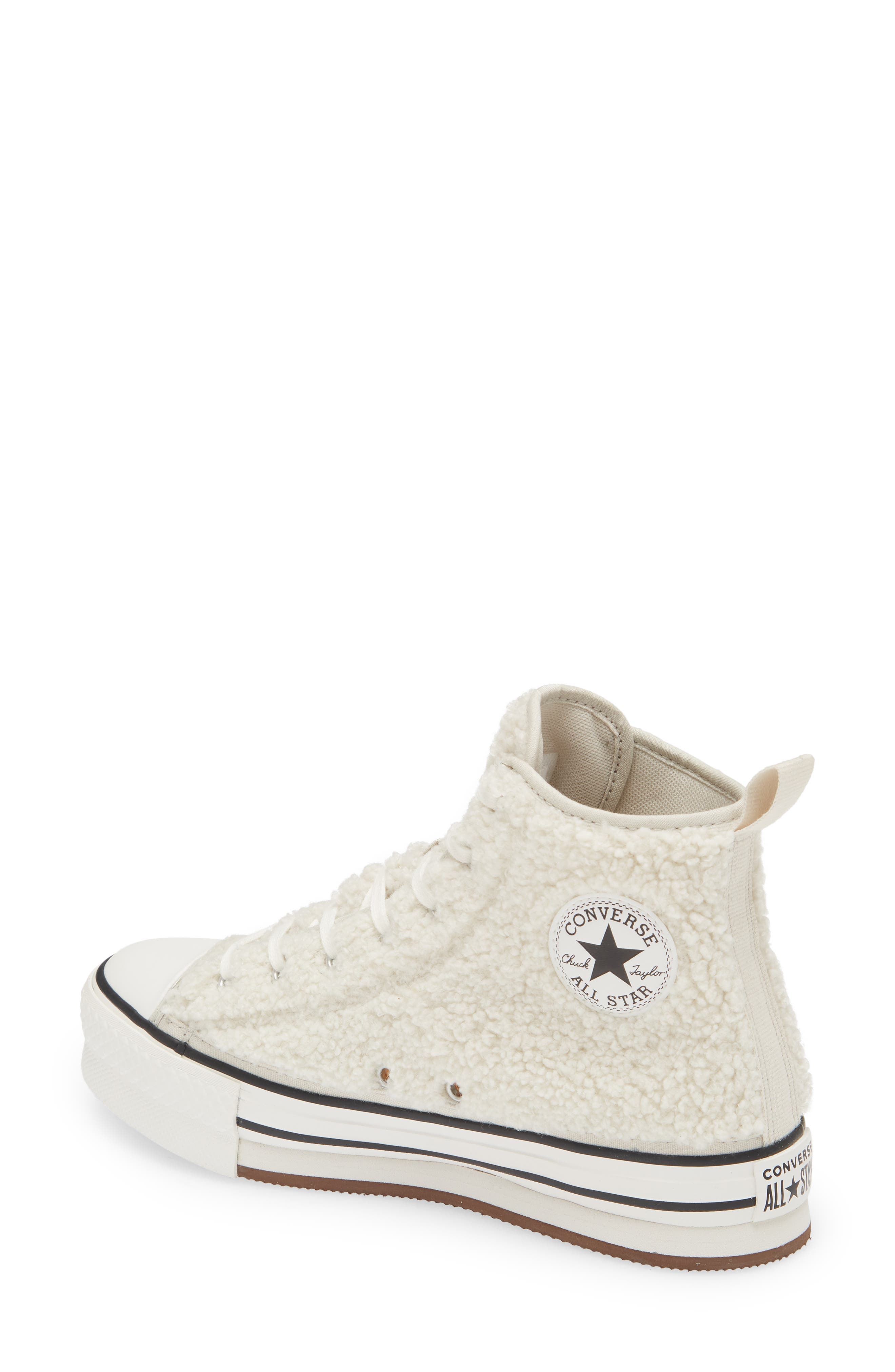 Converse Kids' Chuck Taylor<sup>®</sup> All Star<sup>®</sup> Eva Lift Faux Fur High Top Sneaker, Alternate, color, 