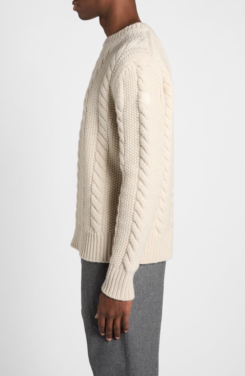 Moncler Virgin Wool & Cashmere Cable Knit Sweater, Alternate, color, 