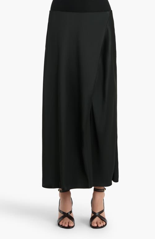 Khaite Demi Satin Midi Skirt In Black