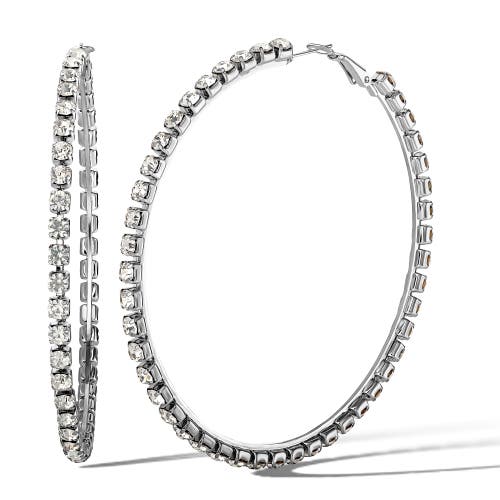 Jessica Simpson Crystal Lined Hoop Earrings In Metallic