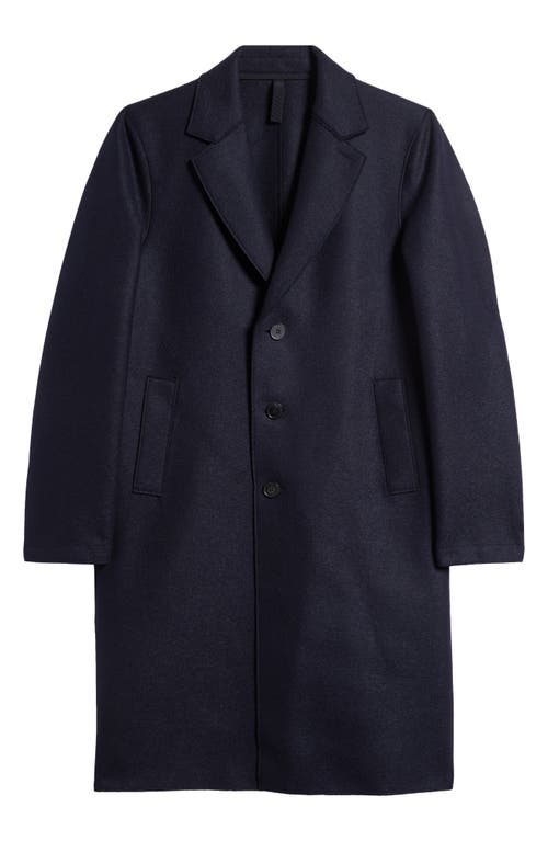 Harris Wharf London Pressed Wool Overcoat in Navy Blue 