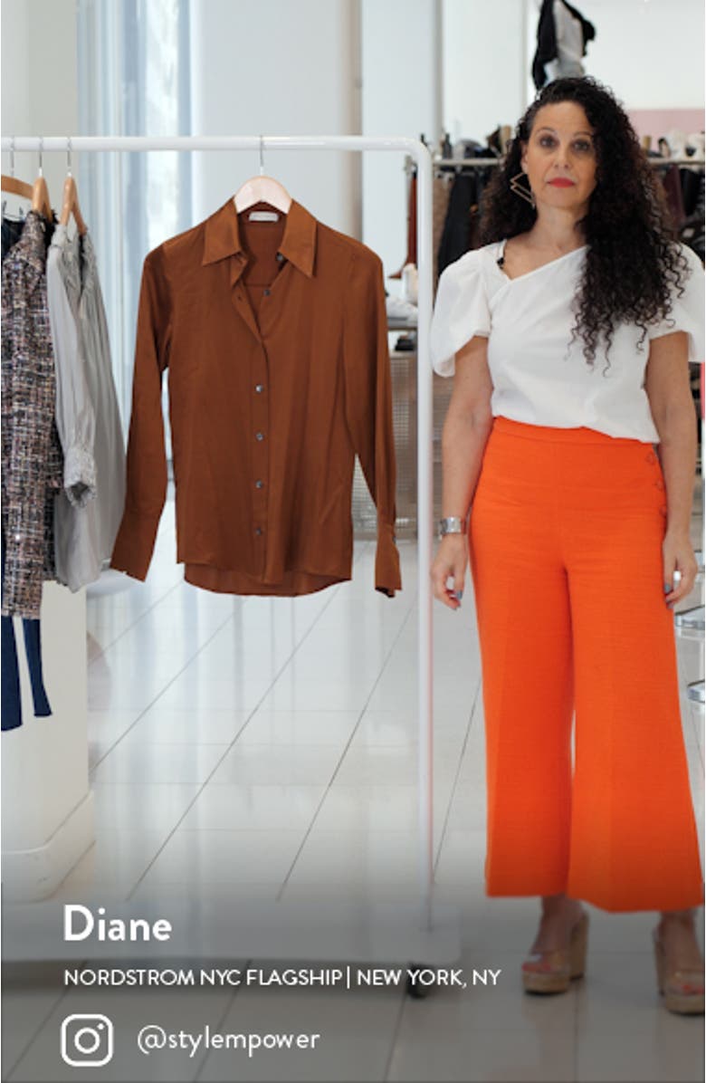 Victoria Stretch Silk Satin Button-Up Blouse, sales video thumbnail