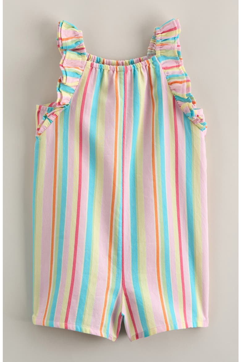 Double Flutter Cotton Romper, Alternate, color, PINK LAVENDER FLUTTER STRIPE