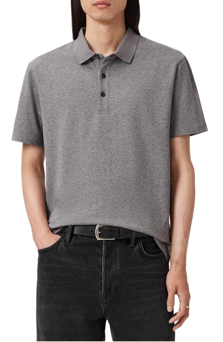 AllSaints Rowan Cotton & Wool Polo, Alternate, color, March Grey Marl