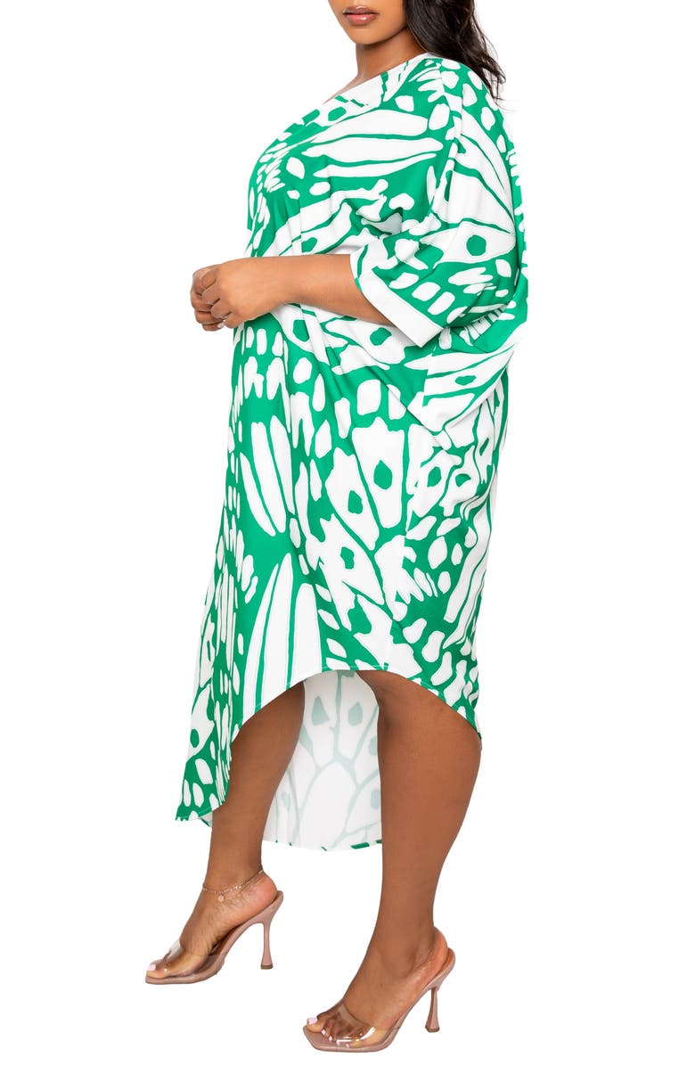 BUXOM COUTURE Butterfly Print Asymmetric One-Shoulder Dress, Alternate, color,