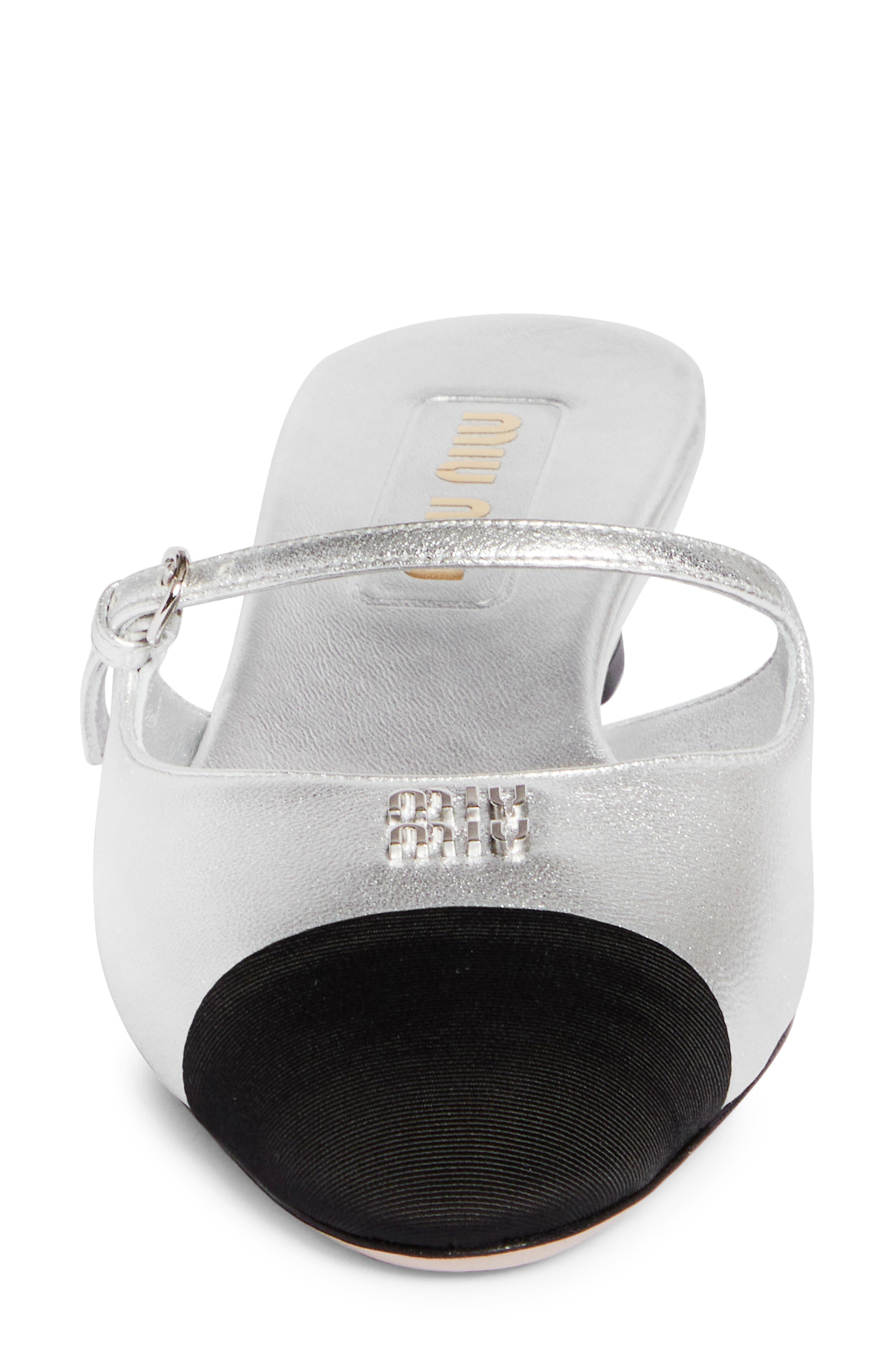 Sabot Mary Jane Cap Toe Mule, Alternate, color, SILVER/ BLACK