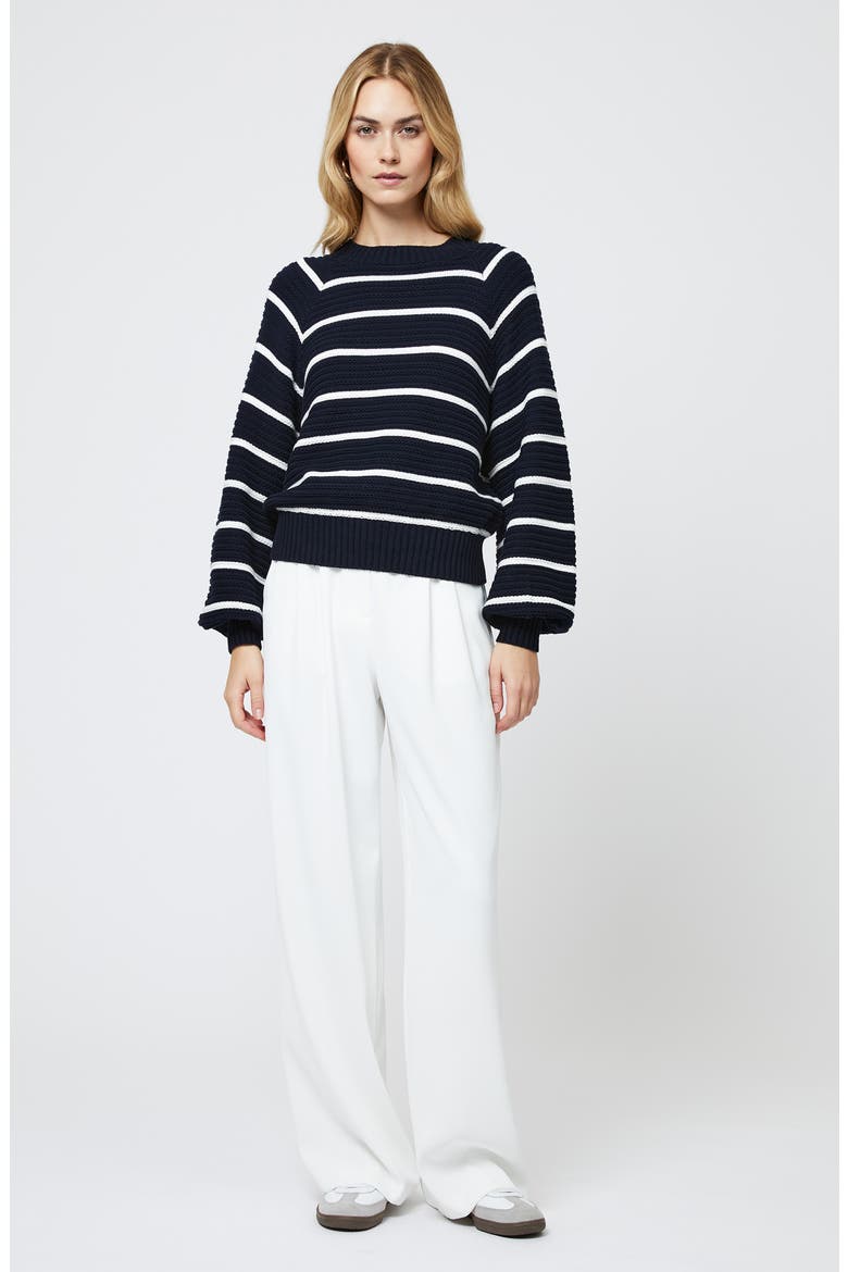 Lily Mozart Stripe Cotton Sweater, Alternate, color, NAVY SUMMER WHITE
