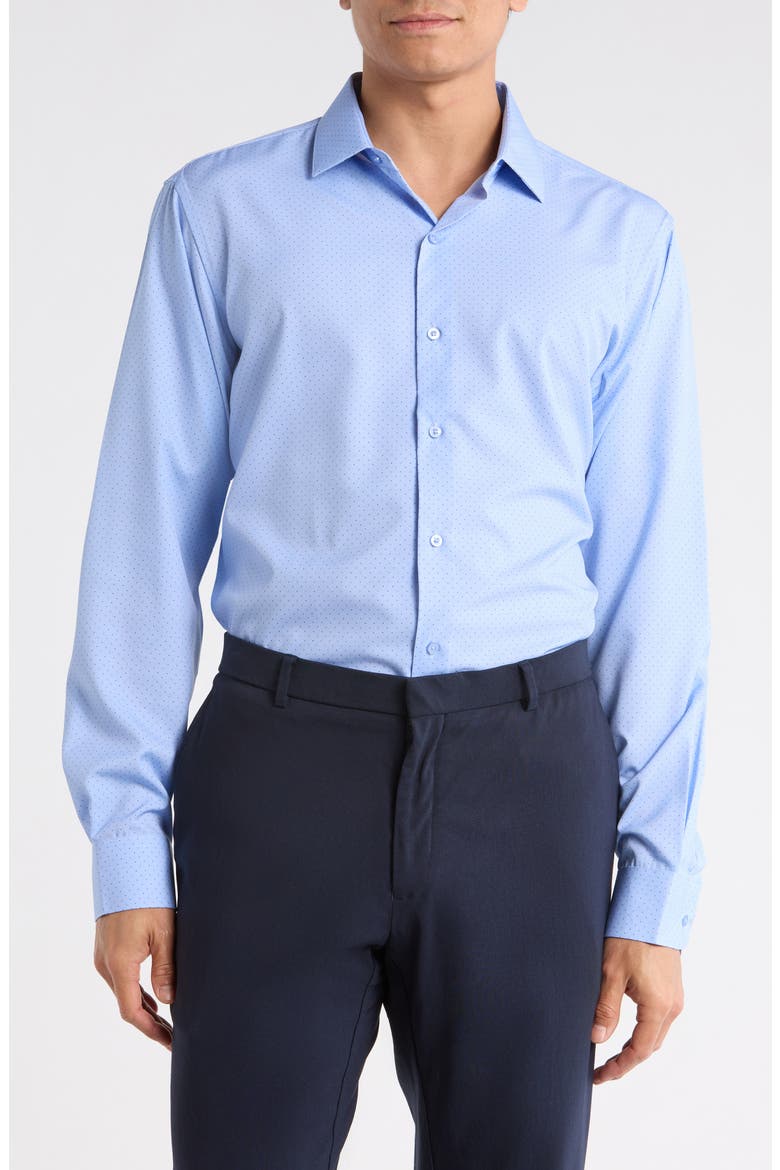 Slim Fit Dot Print Dress Shirt, Main, color, SERENITY