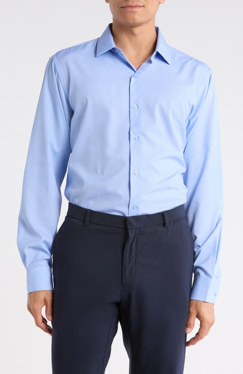 Slim Fit Dot Print Dress Shirt