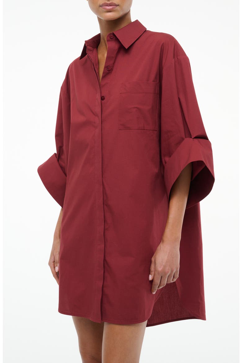 Nico Stretch Cotton Shirtdress, Alternate, color, SANGRIA