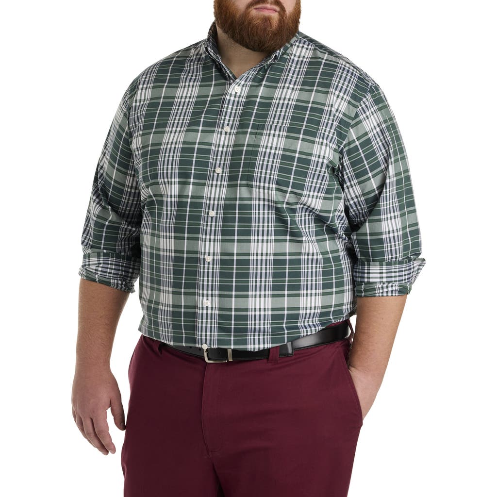 Oak Hill By Dxl Big & Tall Large Plaid Sport Shirt In Green Multi