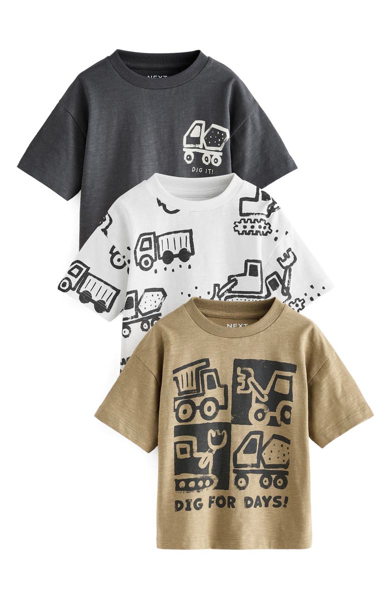 NEXT Kids' Assorted 3-Pack Cotton T-Shirts, Main, color, Neutral