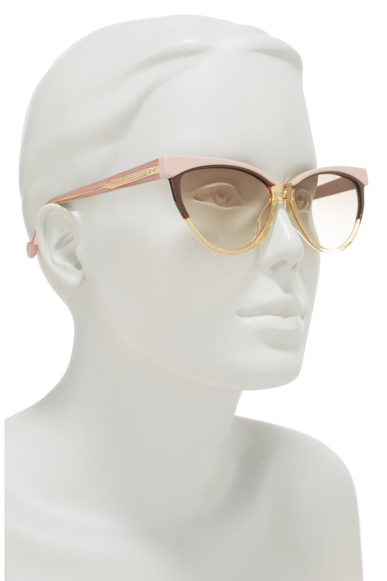 59mm Cat Eye Sunglasses, Alternate, color, PINK VANILLA MID BROWN GRAD
