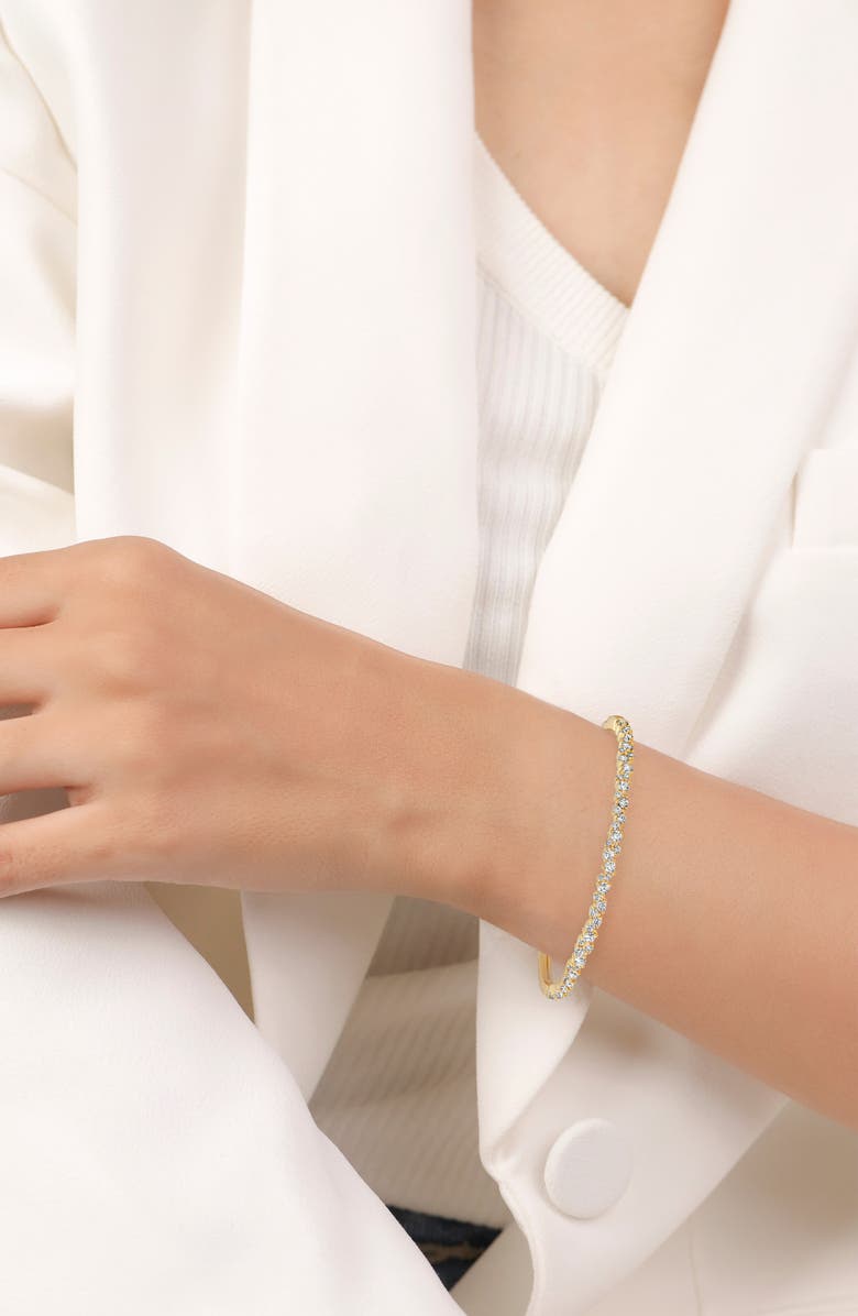 Crislu Luminous Cubic Zirconia Cluster Bangle, Alternate, color, 18Kyg/ Clear Stone