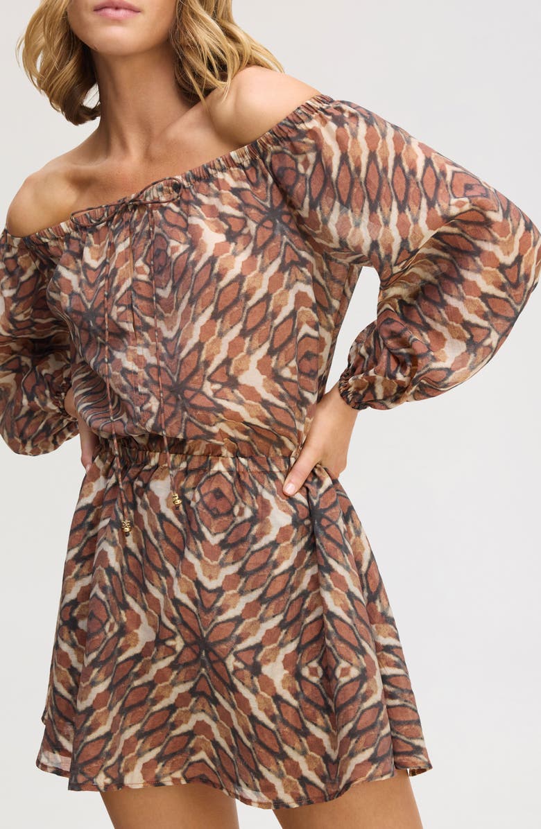 Sam Edelman Off the Shoulder Minidress, Alternate, color, Tie Dye Geo Multi
