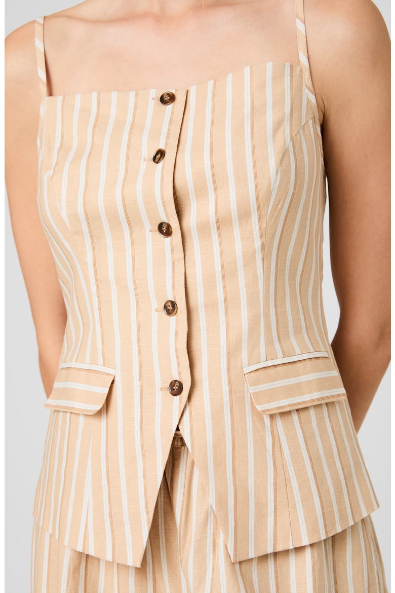 Tailored Sleeveless Linen Top, Alternate, color, SANDLOT STRIPE