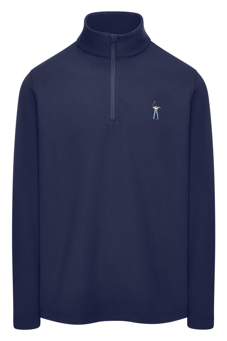 Signature Logo Embroidered Quarter Zip Pullover, Main, color, BLUE VOID