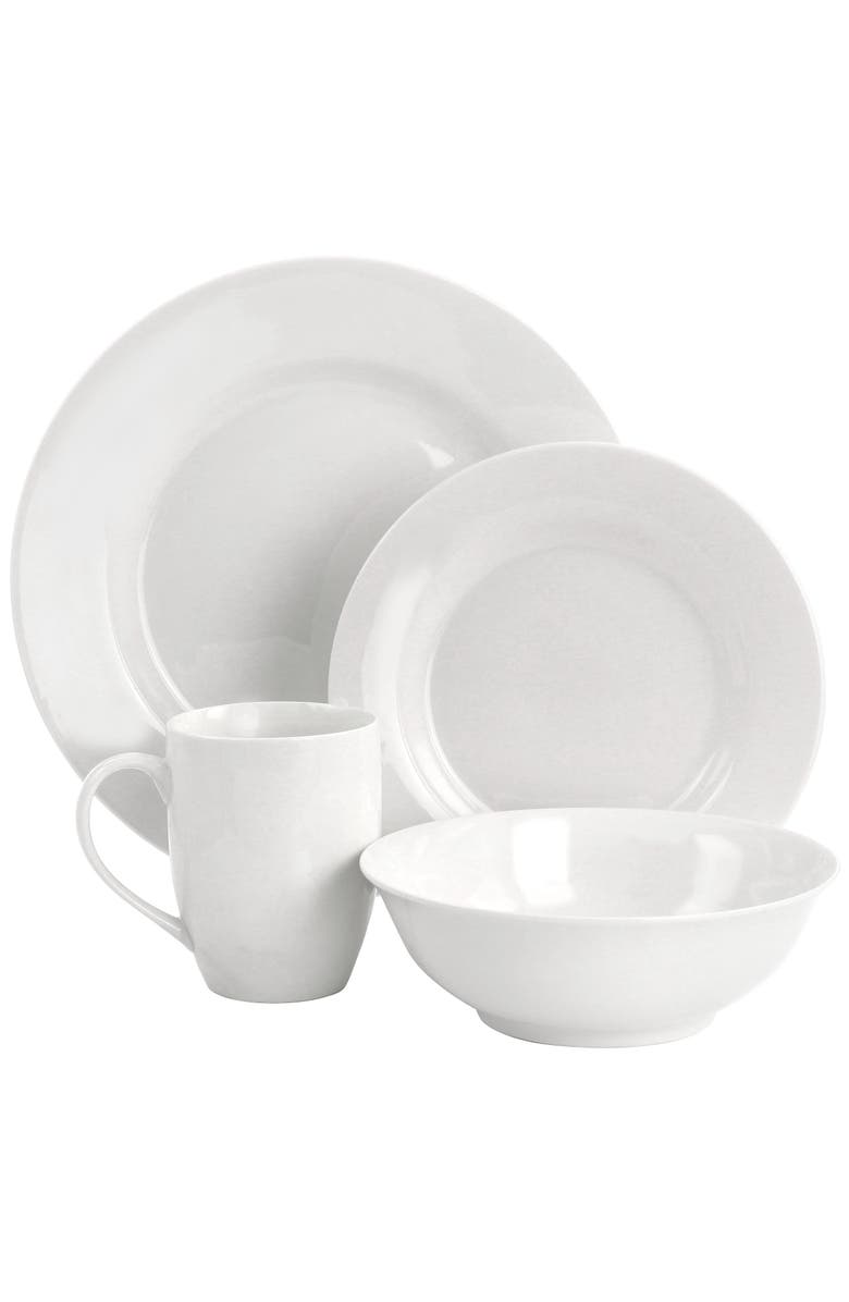 Gibson Home White Cloud Fine Ceramic 16 Piece Dinnerware Set, Alternate, color, White