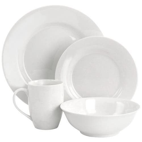 Gibson Home White Cloud Fine Ceramic 16 Piece Dinnerware Set In White