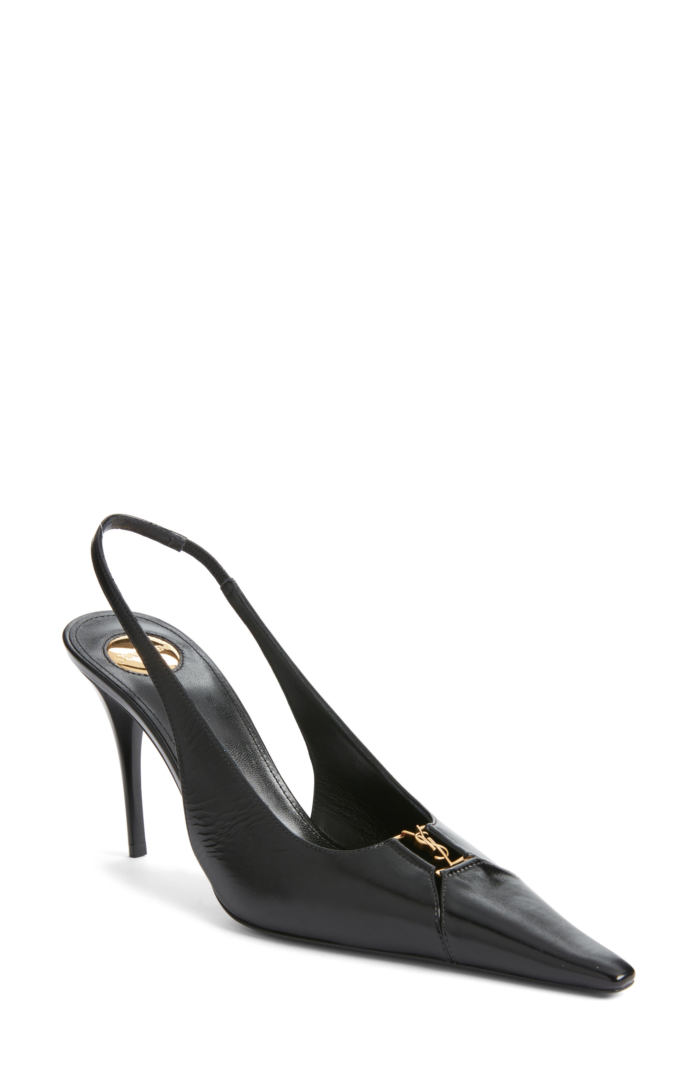 Saint Laurent Babylone Slingback Pump, Main, color, Nero/ Nero/ Nero