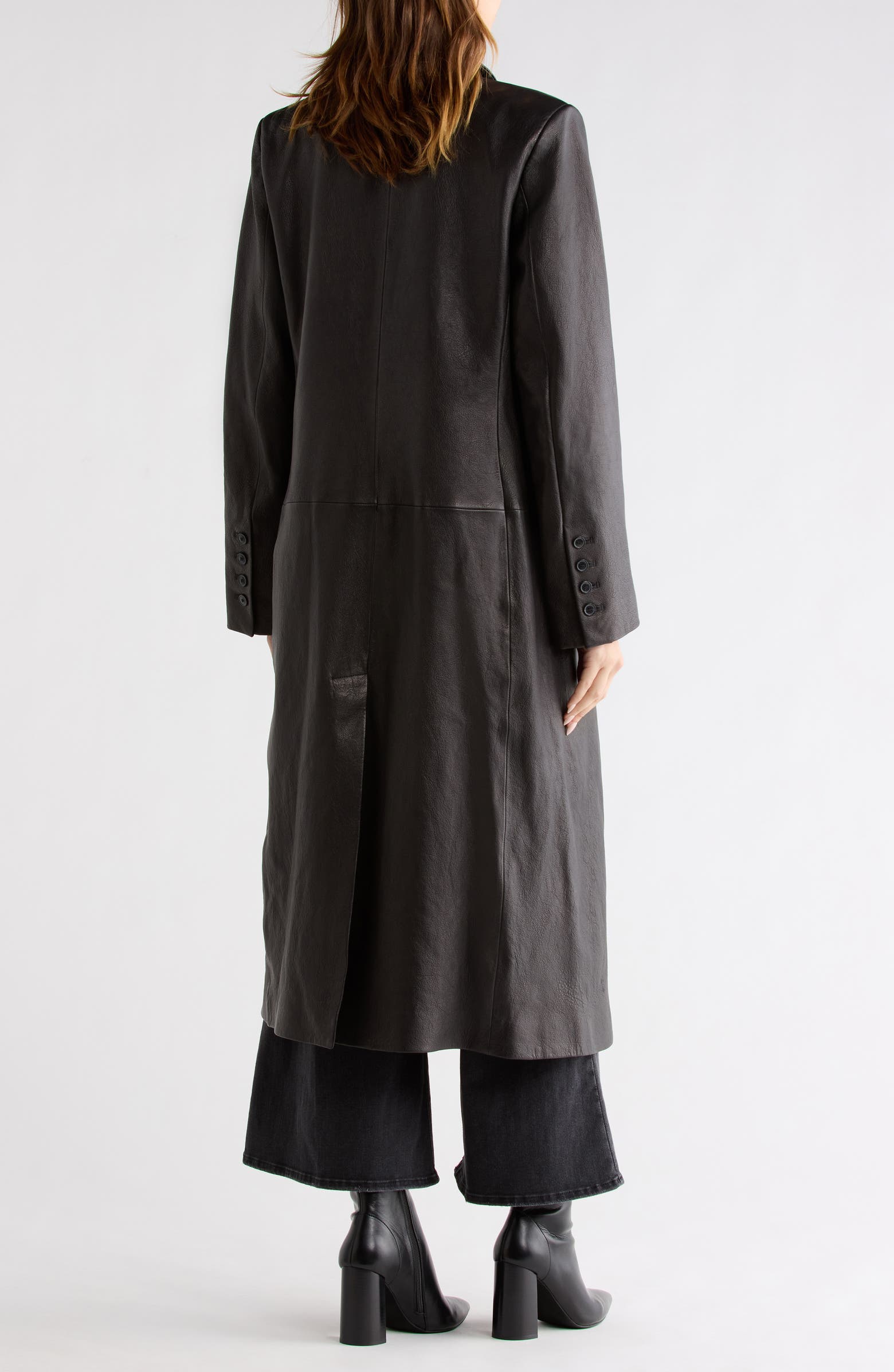 FRAME Tailored Double Breasted Leather Coat | Nordstromrack
