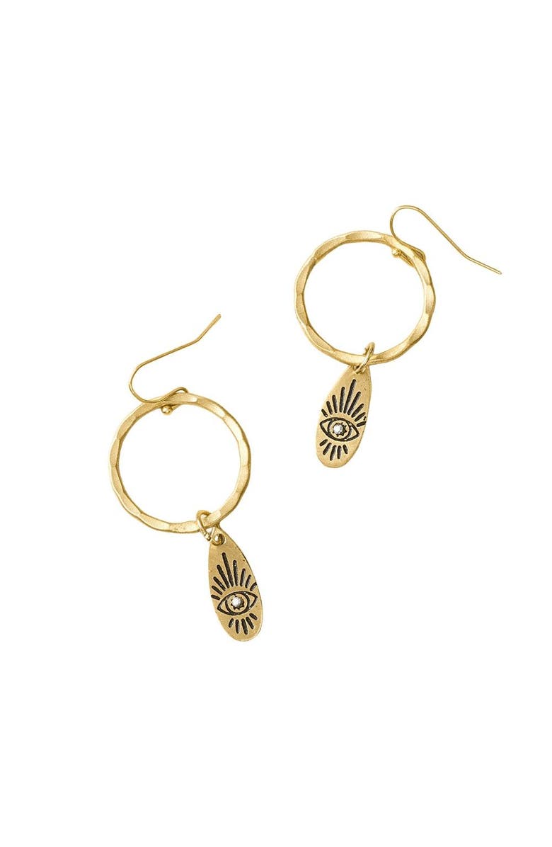 Matr Boomie Ruchi Evil Eye Charm Hoop Earrings, Main, color, Gold